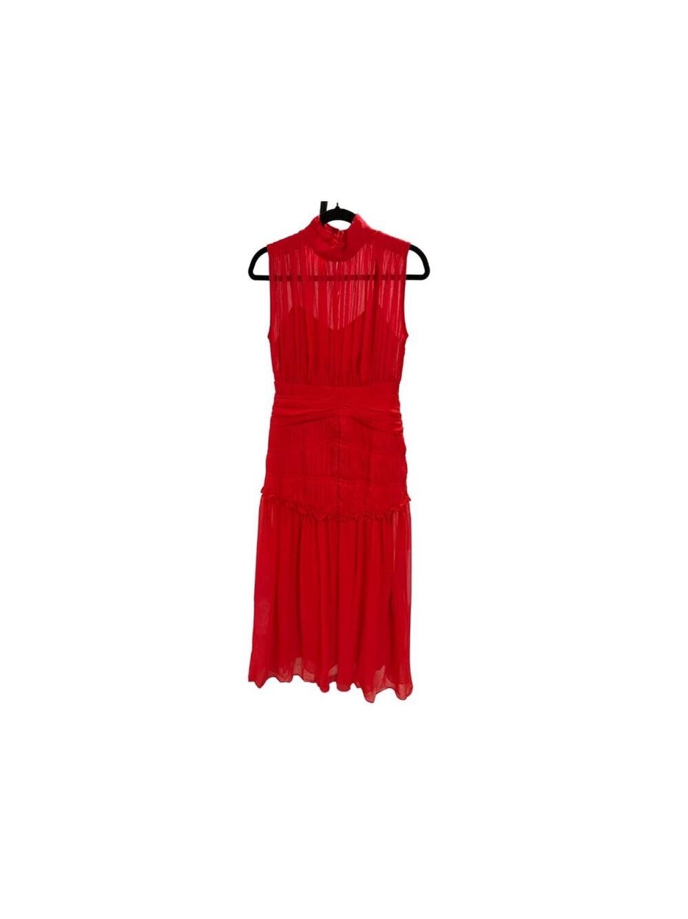 SMOKE Brand Red Semi-Sheer Dress with attached Slip - Size Medium (EUC)
